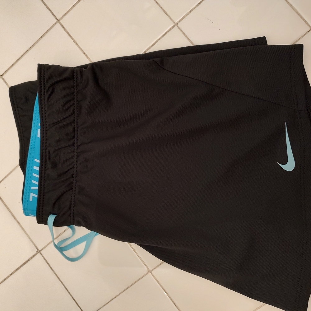 Nike Black Shorts with Teal Swoosh EUC